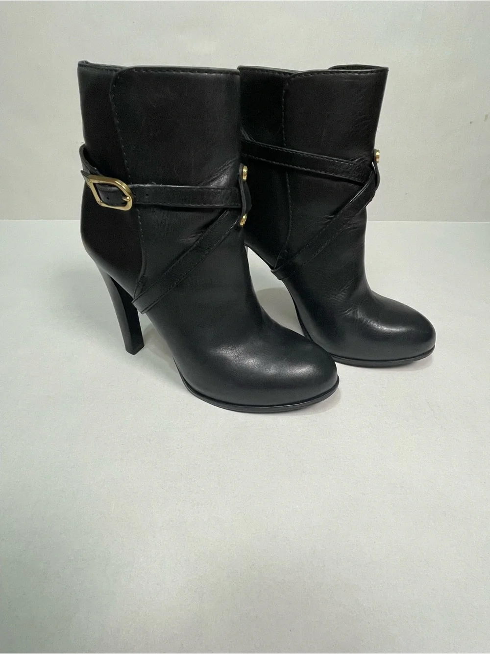 TORY BURCH | Dorese Black Leather High-Heel Stiletto Ankle Boots | 6.5